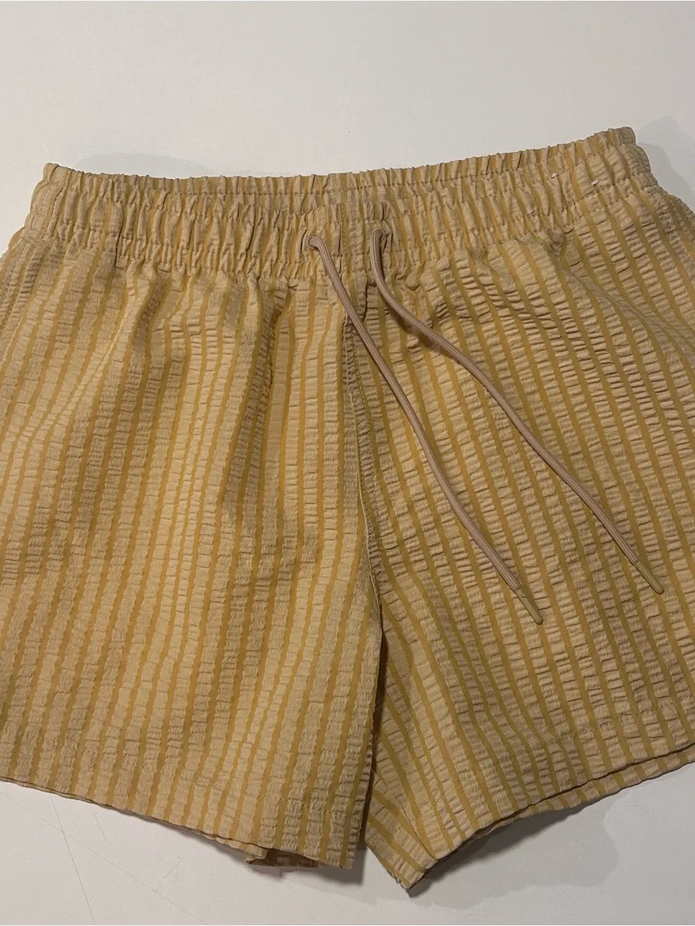 Abercrombie & Fitch Yellow Striped Relaxed Shorts